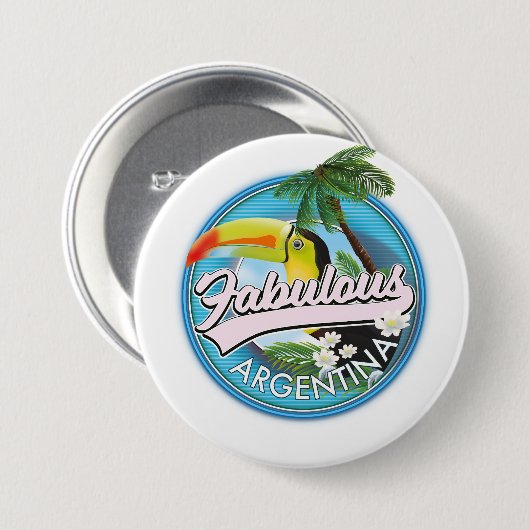 Badge Rond 7,6 Cm explorez le fabuleux logo de l'Argentine (Devant & derrière)