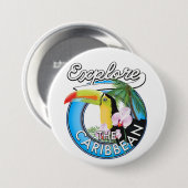 Badge Rond 7,6 Cm Explorez le patch de voyage des Caraïbes. (Devant & derrière)