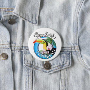 Badge Rond 7,6 Cm Explorez le patch de voyage des Caraïbes.