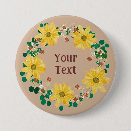 Badge Rond 7,6 Cm Express votre style avec stylo à couronne fleurie (Devant)