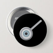Badge Rond 7,6 Cm Eyeball In Magnifying Glass Button (Devant & derrière)