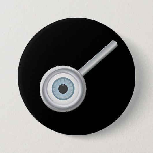 Badge Rond 7,6 Cm Eyeball In Magnifying Glass Button (Devant)