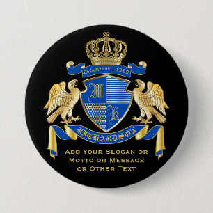 Badge Rond 7,6 Cm Faites votre propre armoiries Emblème d'aigle ble