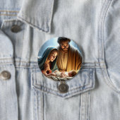 Badge Rond 7,6 Cm Famille de Noël (En situation)