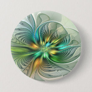 Badge Rond 7,6 Cm Fantaisie Abstraite Moderne Fleur Fractale Colorée