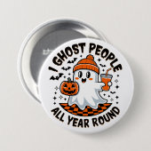 Badge Rond 7,6 Cm Fantôme drôle d'Halloween (Devant & derrière)