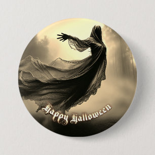 Badge Rond 7,6 Cm Fantôme Féminin Noir dans un Paysage Infernnal - H