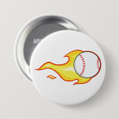 Badge Rond 7,6 Cm Fastball Flame Baseball Sports (Devant & derrière)