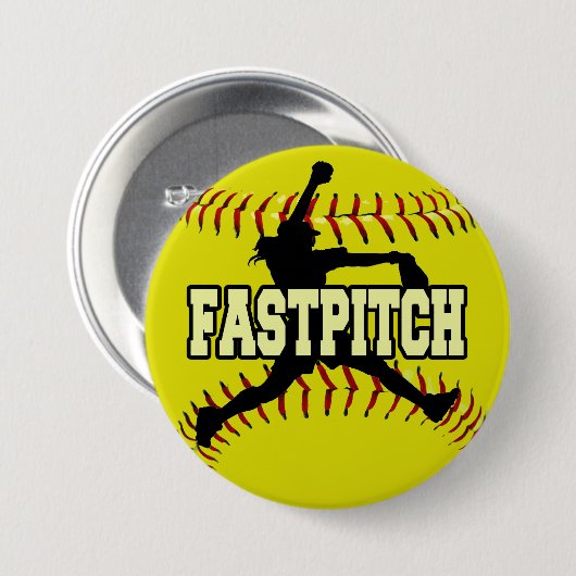 Badge Rond 7,6 Cm Fastpitch (Devant & derrière)
