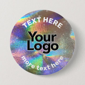 Badge Rond 7,6 Cm Faux Holographic Rainbow Parties scintillant Busin