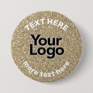 Badge Rond 7,6 Cm Faux Or 14K Paillettes Logo Commercial de l'Entrep