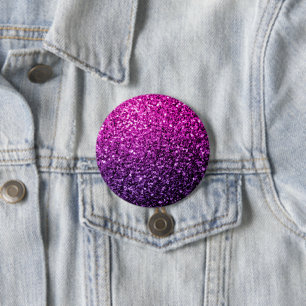 Badge Rond 7,6 Cm Faux paillettes scintillantes dégradé rose violet