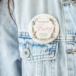 Badge Rond 7,6 Cm Fée d'honneur Première Florale Anniversaire Vintag