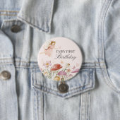 Badge Rond 7,6 Cm Fée Premier Anniversaire Fête Dessert Faveur (En situation)