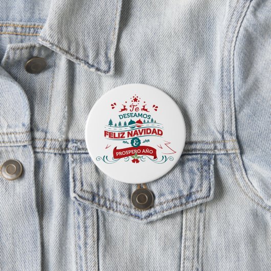 Badge Rond 7,6 Cm Feliz Navidad Round Button (En situation)
