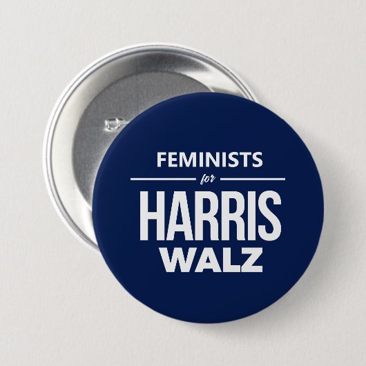 Badge Rond 7,6 Cm Féministes pour Harris Walz (Devant & derrière)