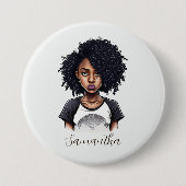 Badge Rond 7,6 Cm Femme afro chic et classique (Devant)