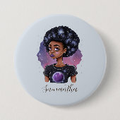 Badge Rond 7,6 Cm Femme Afro Élégante (Devant)