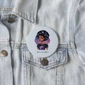 Badge Rond 7,6 Cm Femme Afro Élégante (En situation)