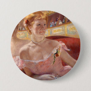 Badge Rond 7,6 Cm Femme américaine avec collier perle et robe rose
