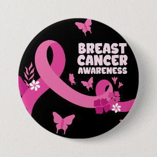 Badge Rond 7,6 Cm Femmes Ruban Rose Cancer Sein Cancer Sensibilisati