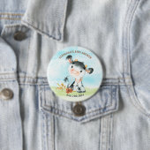 Badge Rond 7,6 Cm Ferme de Baby shower de vache aquarelle (En situation)