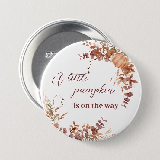 Badge Rond 7,6 Cm Festive Autumn Terracotta Baby Fox Pumpkin (Devant & derrière)