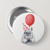Badge Rond 7,6 Cm Fête avec chinchilla (Devant & derrière)