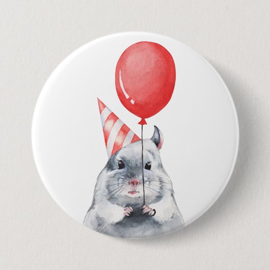 Badge Rond 7,6 Cm Fête avec chinchilla (Devant)