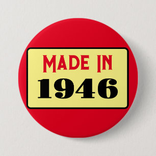 Badge Rond 7,6 Cm fête d'anniversaire 80 ans né en 1946 80 broches