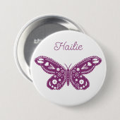 Badge Rond 7,6 Cm Fête d'anniversaire de papillon rétro Favoriser (Devant & derrière)