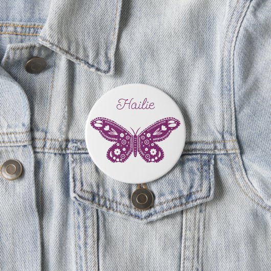 Badge Rond 7,6 Cm Fête d'anniversaire de papillon rétro Favoriser (En situation)