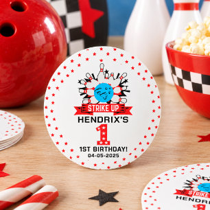 Badge Rond 7,6 Cm Fête d'anniversaire rétro de bowling pour enfants 