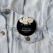 Badge Rond 7,6 Cm Fête de Bachelorette Fleurie Noir et Blanc (En situation)