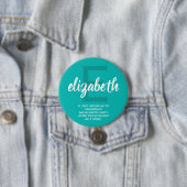Badge Rond 7,6 Cm Fête de Bachelorette Turquoise personnalisée (En situation)