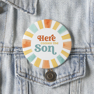 Badge Rond 7,6 Cm Fête de Bébé Fantaisiste Voici le Fils