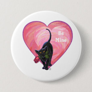 Badge Rond 7,6 Cm Fête de la Saint-Valentin au chat noir