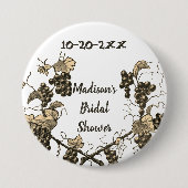Badge Rond 7,6 Cm Fête de mariage de vignes de raisin Célébration de (Devant)