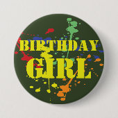 Badge Rond 7,6 Cm Fête de Paintball Vert de l'Armée (Devant)