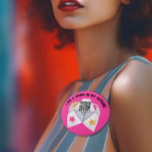 Badge Rond 7,6 Cm Fête des années 90 Hot Pink Acheter un verre QR Co<br><div class="desc">Avec un graphique amusant 90s cootie attrcher fortune teller,  ces boutons sont parfaits pour obtenir à la fille d'anniversaire quelques verres! Liez le code QR à un porte-monnaie numérique ou à un site Web pour envoyer et recevoir de l'argent.</div>