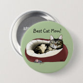 Badge Rond 7,6 Cm Fête des mères de chat (Devant & derrière)