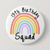 Badge Rond 7,6 Cm Fête, Entièrement Personnalisable, Rainbow Birthda (Devant)