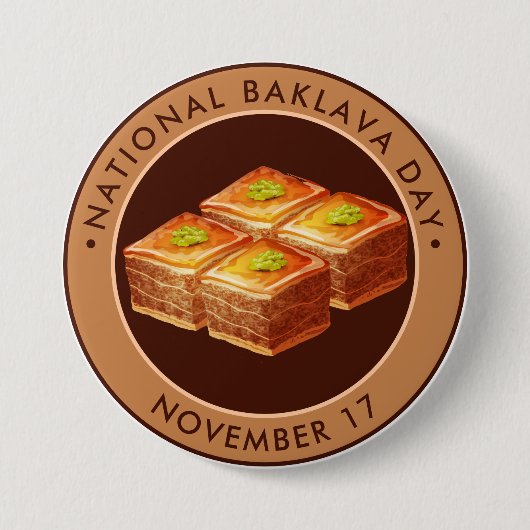 Badge Rond 7,6 Cm Fête nationale de Baklava, illustration (Devant)