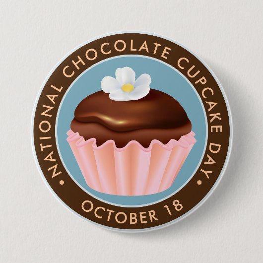 Badge Rond 7,6 Cm Fête nationale de la Cupcake, fleur (Devant)