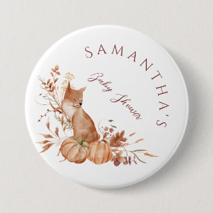 Badge Rond 7,6 Cm Fête Prénatale de Bébé Citrouille Renard de la For