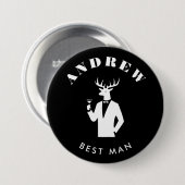 Badge Rond 7,6 Cm Fête Stag moderne Black Bachelor Party Nom personn (Devant & derrière)