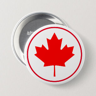 Badge Rond 7,6 Cm Feuille d'érable canadienne brillante Canada Jour
