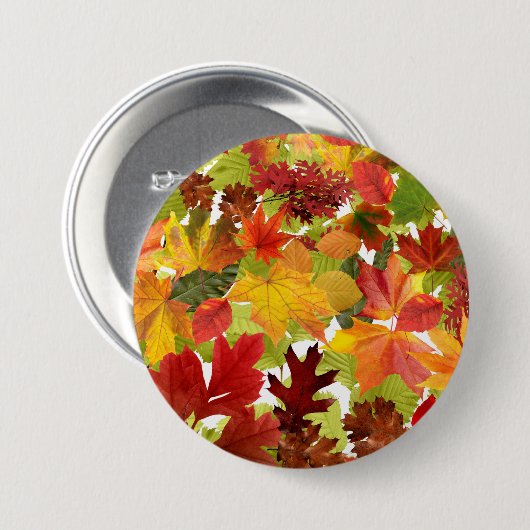 Badge Rond 7,6 Cm Feuilles automnales d'automne (Devant & derrière)