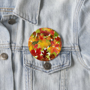 Badge Rond 7,6 Cm Feuilles automnales d'automne