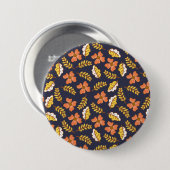 Badge Rond 7,6 Cm Feuilles d'automne en chute chaude avec fleurs (Devant & derrière)